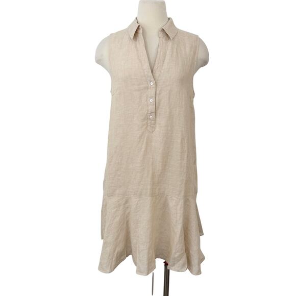 Lilly Pulitzer Ellowyn Linen Shirt Dress in Wicker Tan x Resort White M NWT - Picture 1 of 13